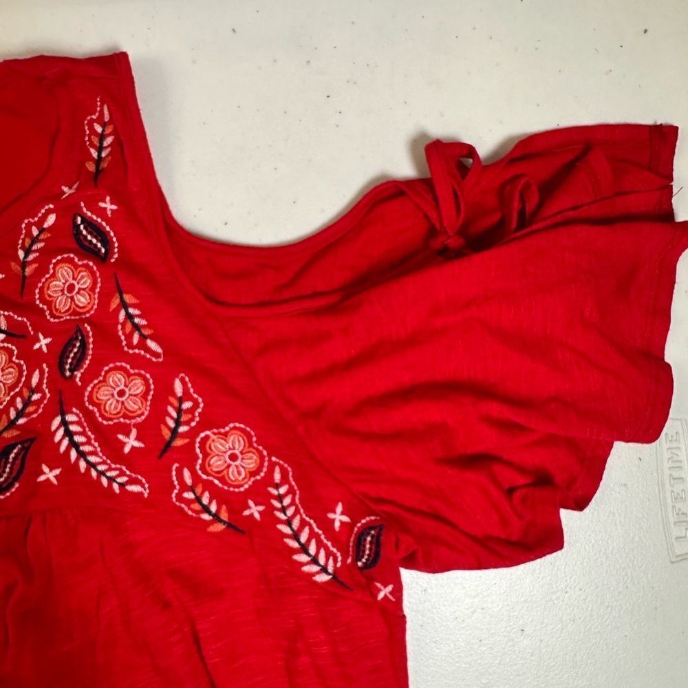 EUC Kelly Renee Women’s Plus Size Red Embroidered Cold Shoulder Top Blouse 3XL - Picture 5 of 8